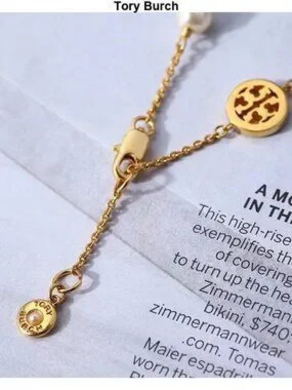Tory Burch paved pearl bracelet
